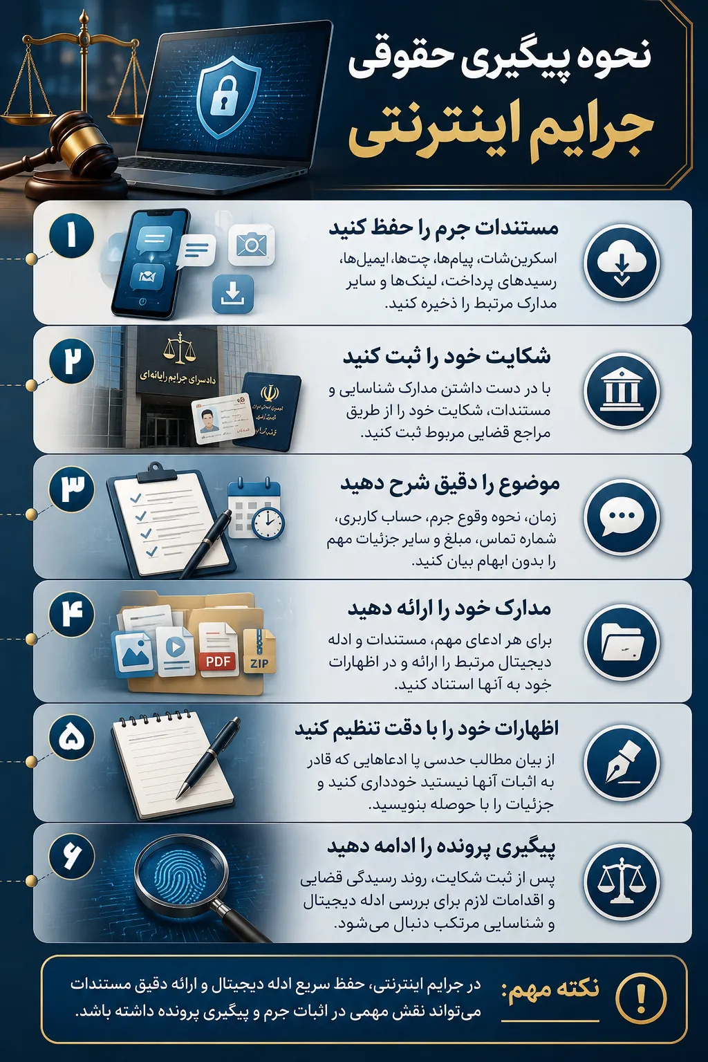 مراحل پیگیری جرائم اینترنتی و ثبت شکایت از جرایم سایبری