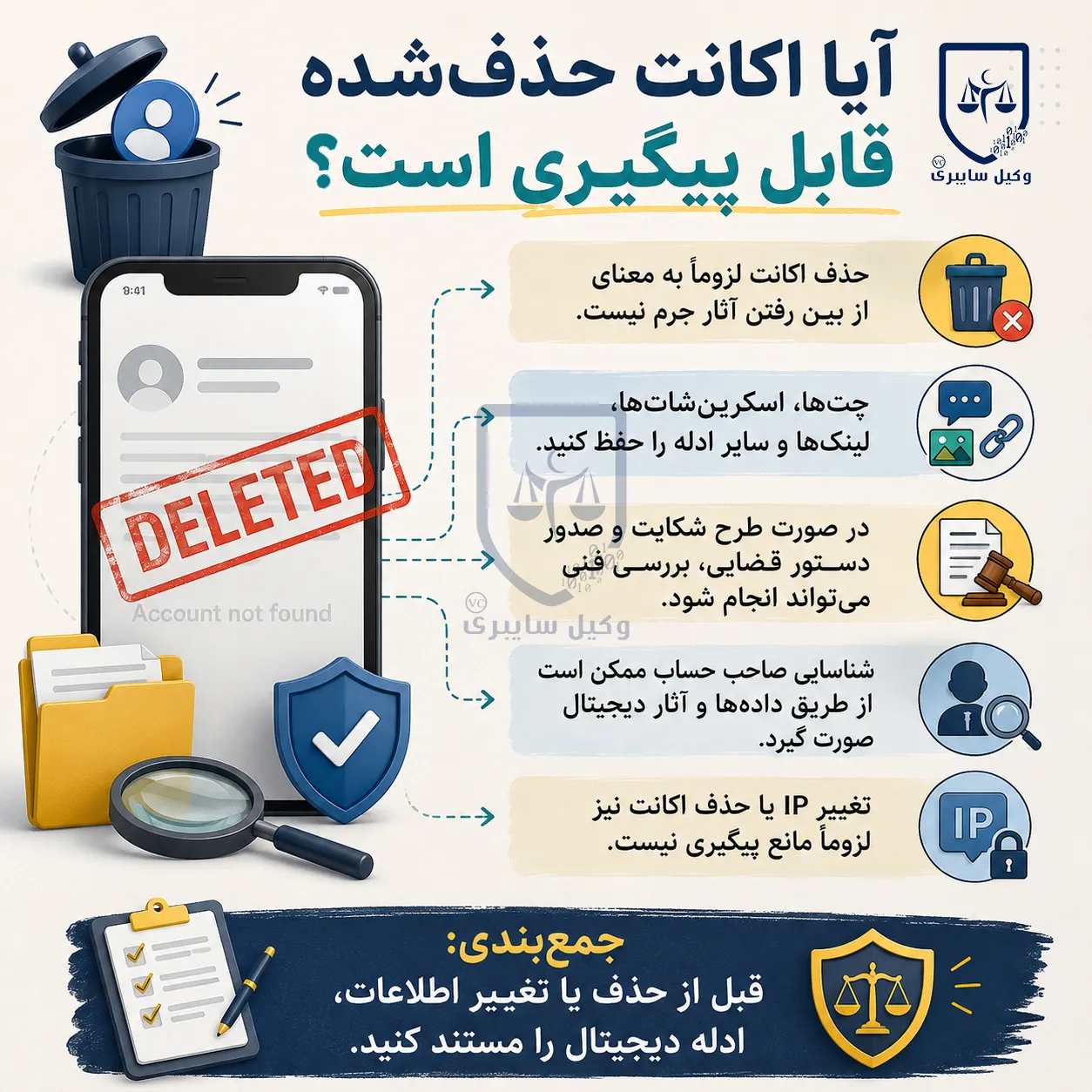پیگیری اکانت حذف شده و امکان شناسایی در جرایم اینترنتی