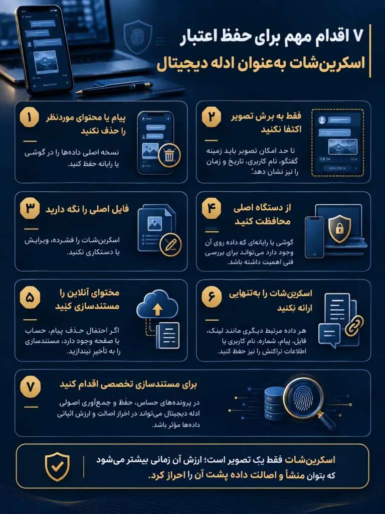 7 اقدام برای حفظ اعتبار اسکرین شات به عنوان ادله دیجیتال